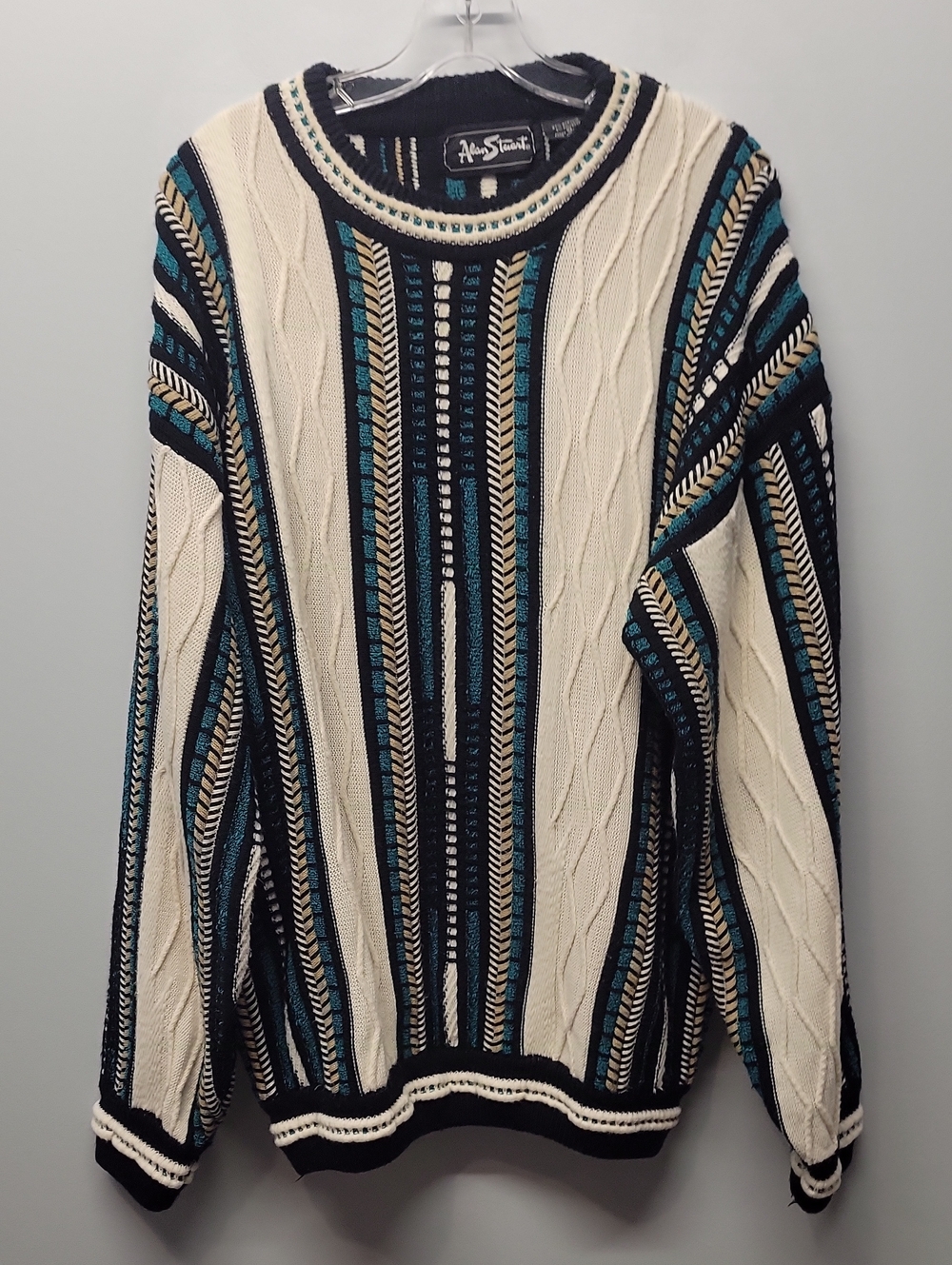 Alan Stuart textured heavy 3D knit sweater mens XL